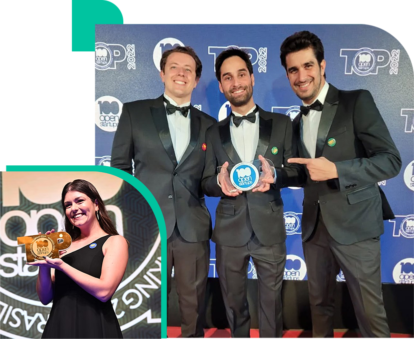 Equipo Oppem recibiendo los premios 100 Open Startups y Top IndTechs